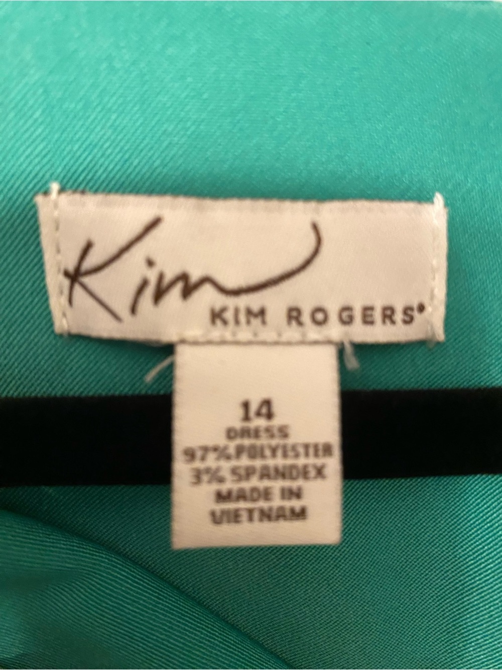 Kim Rogers Teal V-Neck Dress with Crochet Trim - Picture 2 of 4